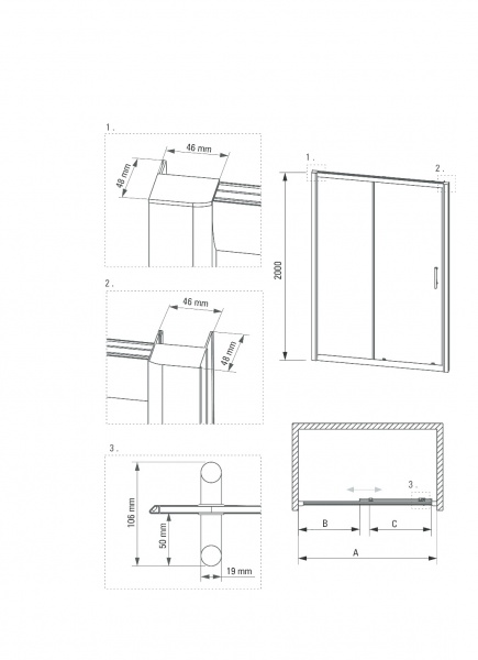 Раздвижные двери Deante Cynia KTC_012P 120x200 cм