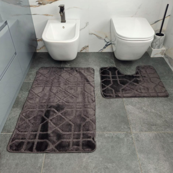 Набір килимків Dariana Standard 60x100 см та 60x50 см сірий геометрія