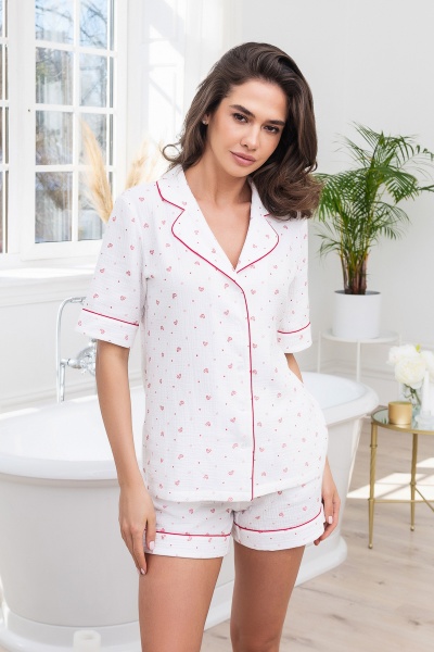 Пижама German Volf красные сердечки р. M белый