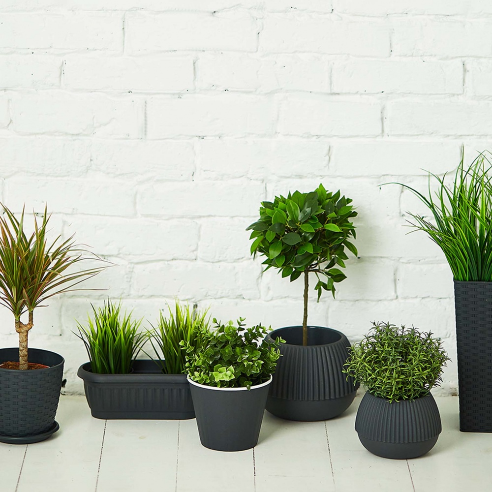 Вазон Ібіс 13,0х11,2 см круглий граніт/білий 0,86 л Алеана