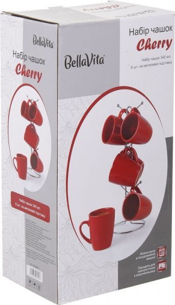 Набор чашек Cherry 6 шт. на металлической подставке Bella Vita