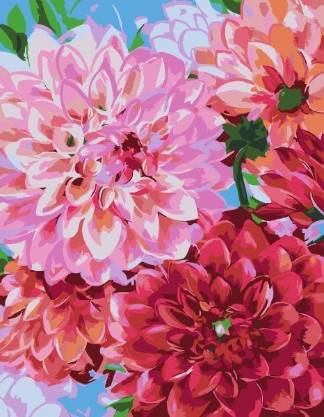 Картина за номерами Квіти жоржини 35x45 см Rosa Start 