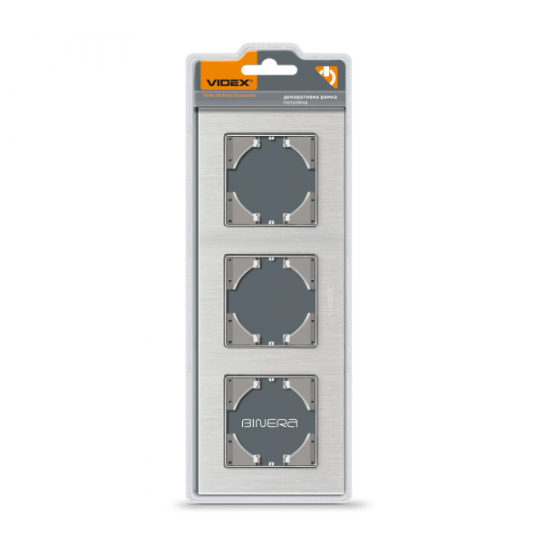 Рамка трехместная Videx Binera горизонтальная серебряный VF-BNFRA3H-SL