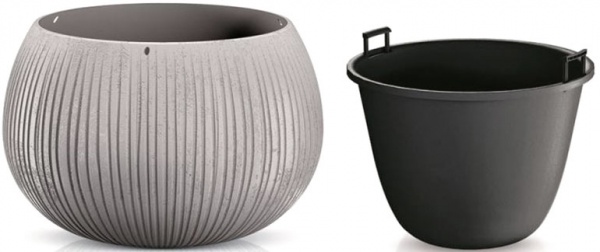 Горщик для квітів Prosperplast Beton Bowl 480мм з вкладишем круглий 69л бетон (65940-422) 