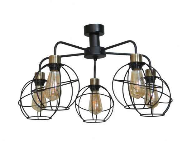 Світильник стельовий Геотон 0578/5 5x60 Вт E27 чорний/бронза 48850 