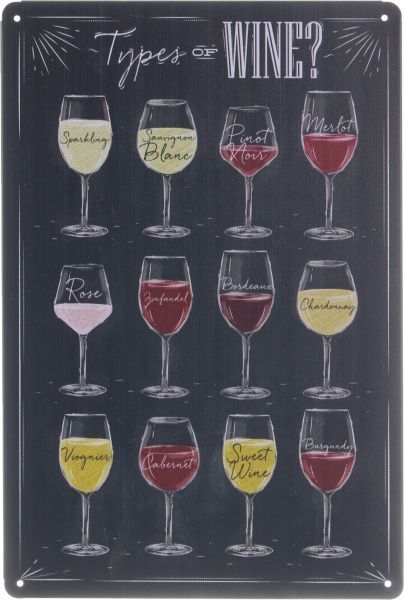 Табличка жестяная печатная Wine glasses 30x20 см разноцветный 