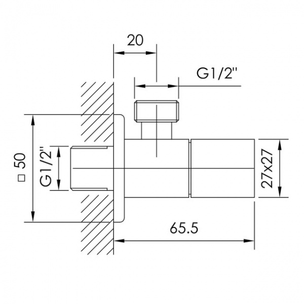 Кран вентильний Imprese Grafiky 1/2х1/2 ZMK041807001