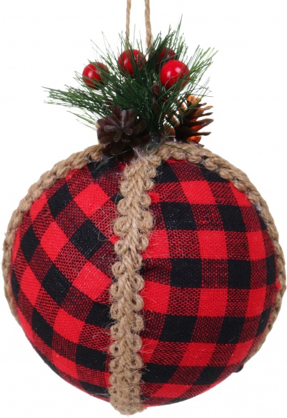 Декоративна підвіска Куля з декором 10 см червоний LD21054