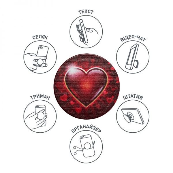 Тримач для телефона Pop 005 Серденько Luxe Cube червоний