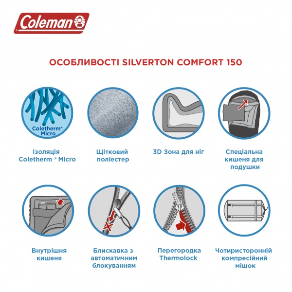 Спальный мешок 2000021003 кокон Coleman Silverton Comfort 150