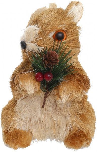 Декоративная фигура белочка с веточкой коричневая 20 см 