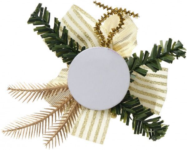 Веточка декоративная хвойная с листочками и украшениями 8 см 470556 