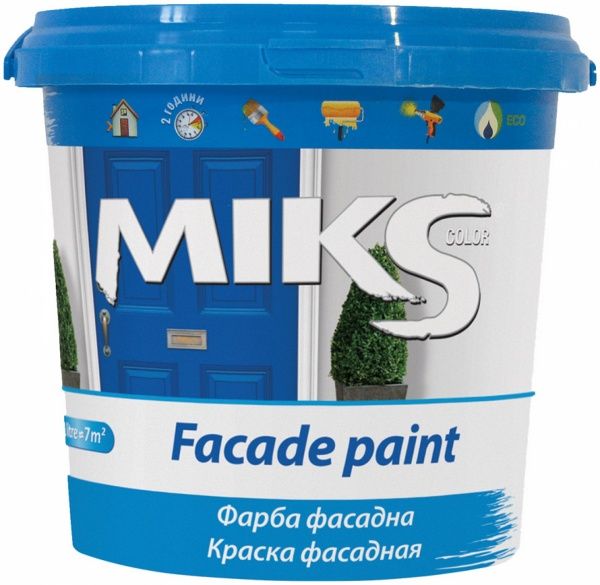 Фарба акрилова водоемульсійна MIKS Color фасадна мат білий 3л 4,2кг 