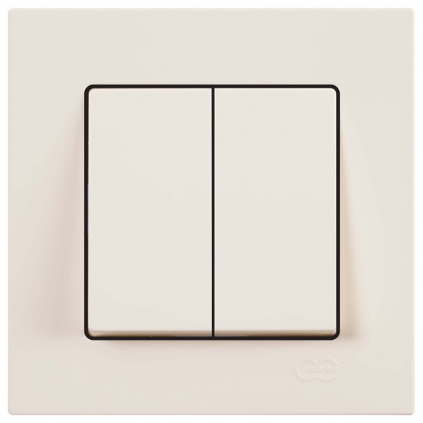 Вимикач двоклавішний Gunsan Eqona без підсвітки крем 01 40 12 00 100 103