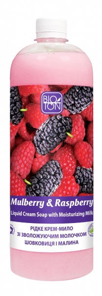 Крем-мыло Bioton Шелковица и Малина с увлажняющим молочком 1000 мл