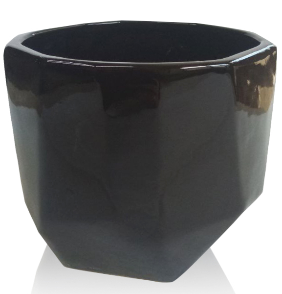 Кашпо керамическое 13x13x12 см фигурный 0,7 л темно-серый (205-12) 