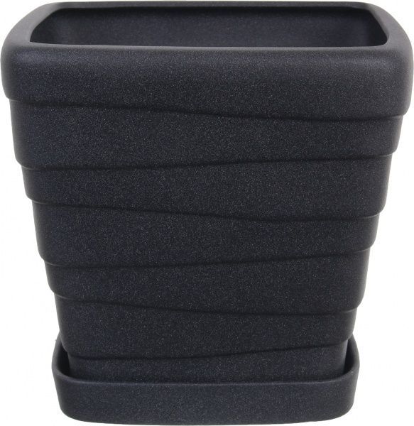 Горшок Ориана-Запорожкерамика Квадрат №2 Волна крошка квадратный 8 л черный 