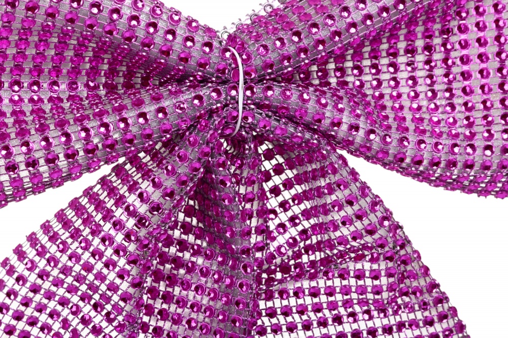 Декорація новорічна бант зі стразами 22x28 см колір в асортименті