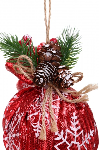 Декоративная подвеска Шар с декором 8 см красный MD2176