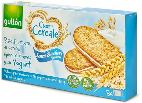 Печенье Gullon сэндвич CDC Без сахара цельнозерновое с йогуртом 220 г 