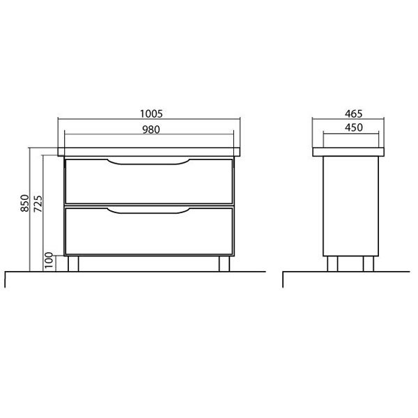 Тумба Aqua Rodos Венеция 100 с умывальником Pinto 100 