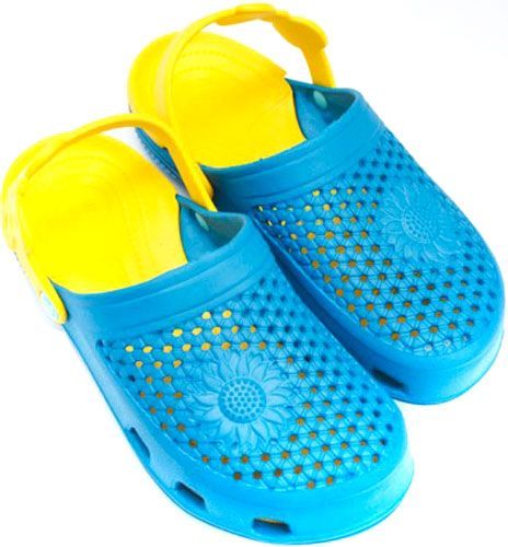 Сабо DreamStan Крокс р.3637 бирюза-желтый