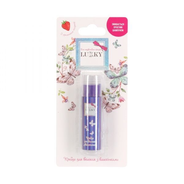 Дитяча фарба-крейда для волосся Lukky з блискітками фіолетова Т18858