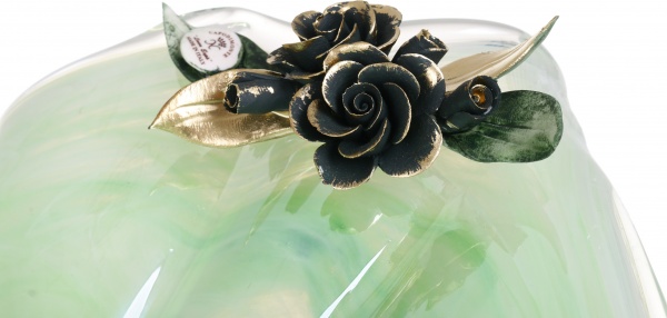 Фруктовниця зелена GIGLIO ALABASTRO GREEN 46X38X25 White cristal