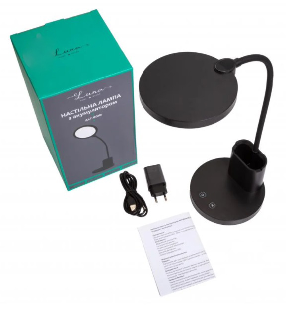 Настольноя лампа аккумуляторная Luna 10 Вт черный ALT-801B
