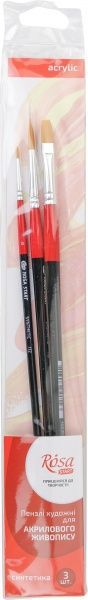 Набор кистей 4 синтетика, 3 шт. ROSA 