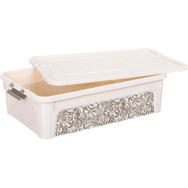 Контейнер с кришкой Алеана 124057 «Smart Box» с декором 140x490x320 мм