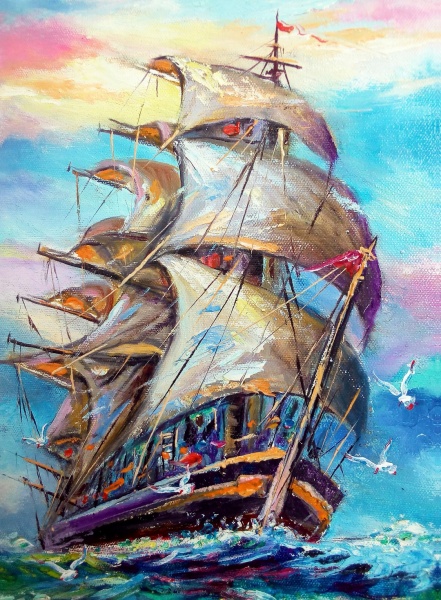 Репродукция Парусник в море 50x70 см Арт Фемелі 