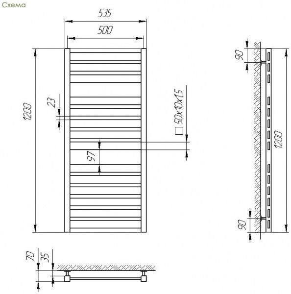 Рушникосушарка Laris Бонд П14 500 х 1200 73207181