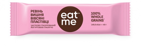 Батончик EatMe зерновий з ревенем та вишнею 40 г 