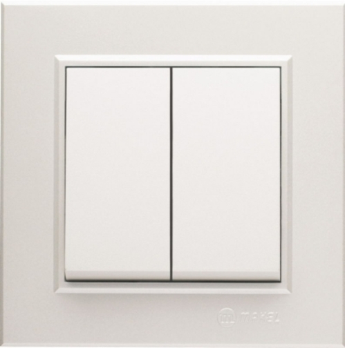 Вимикач двоклавішний Makel Karea без підсвітки перлина 56100003