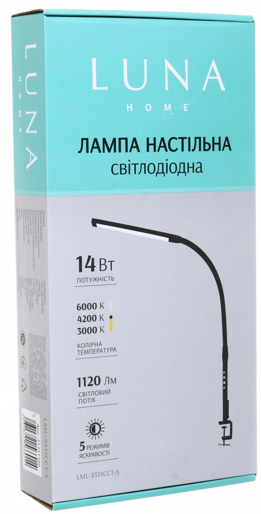 Настольная лампа Luna 14 Вт черный LML-5511CCT-S