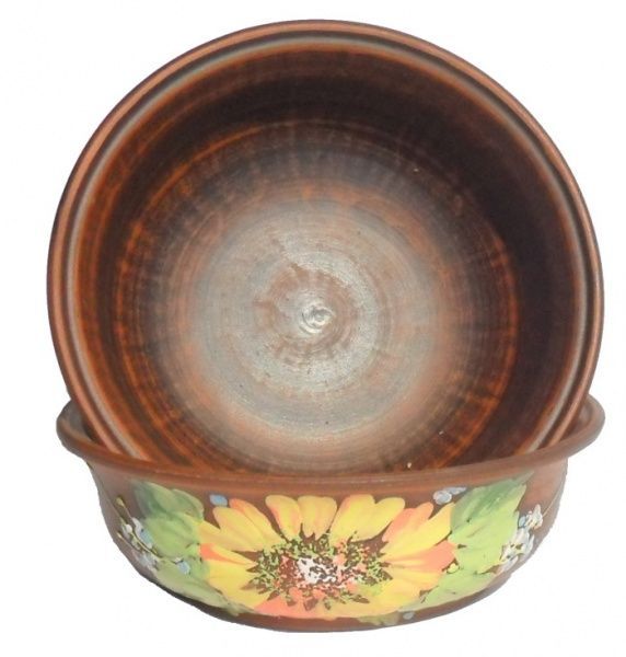 Салатник глиняный Подсолнух 21,5 см/1 л Український гончарний посуд
