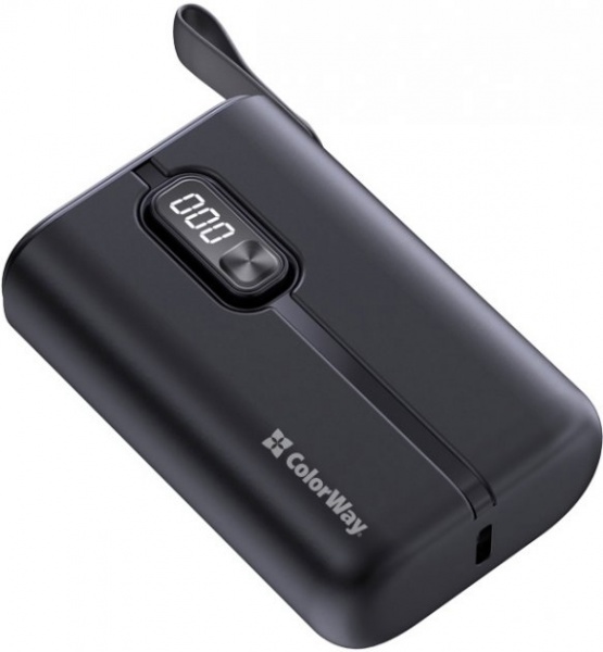 Внешний аккумулятор (Powerbank) ColorWay Full power Ligthning + USB QC3.0 + USB-C PD 22.5W 10000 mAh black (CW-PB100LPK2BK-PDD) 