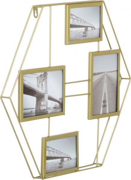 Коллаж Шестиугольник золотистый на 4 фото 10x15/18x13 см 