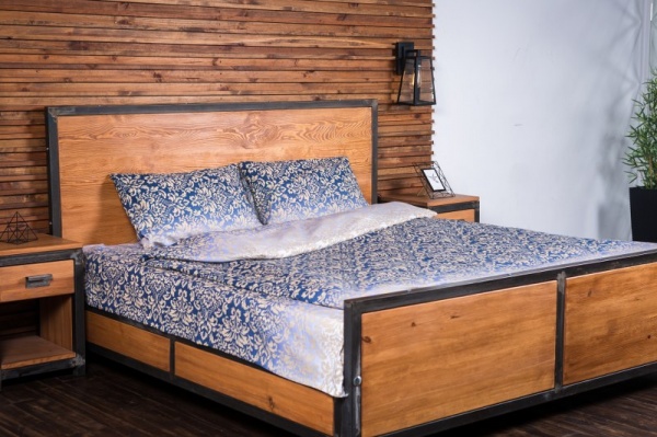 Комплект постельного белья Истамбул евро сине-золотисто-серый Rigel 