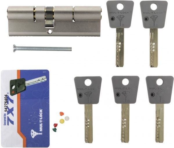 Цилиндр Mul-T-Lock 7х7 45x55 ключ-ключ 100 мм никель