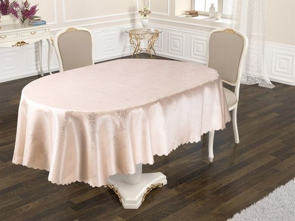 Скатерть Dertsiz овальная 160x200 см кофейный Karna 