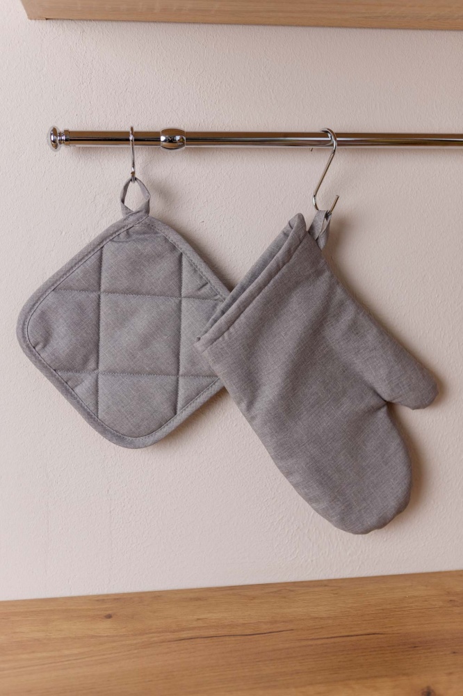 Прихватка Листя 20x20 см сірий Прованс