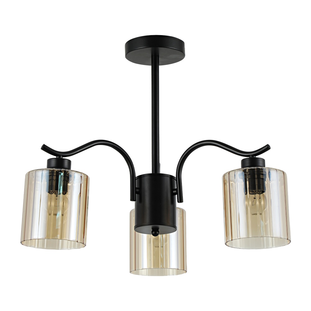 Люстра Miorro Glamour 3x40 Вт E27 матовый черный/янтарный 51-311-187