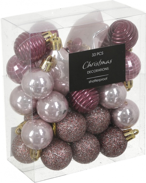 Набор новогодних украшений CAN222550 розовый 33 шт./уп. 