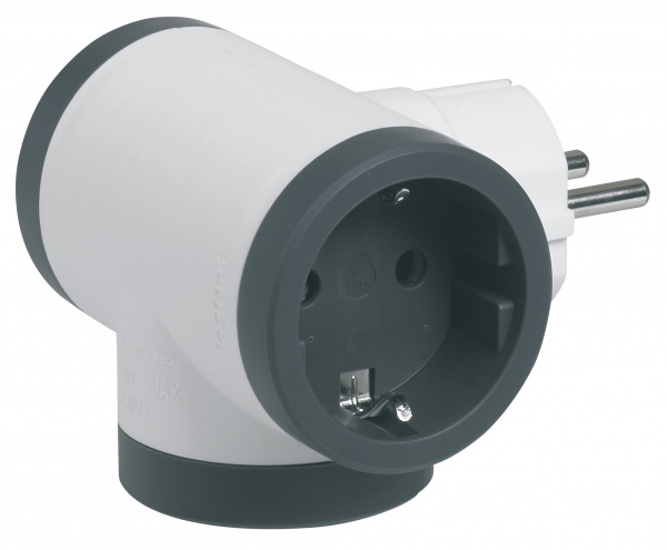 Тройник Legrand 3х2К+З стандарт с заземлением 3 гн. бело-черный 694520 