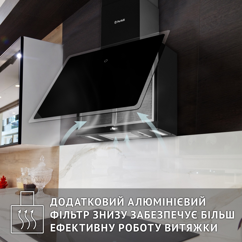 Вытяжка Perfelli RIVA NERO декоративная наклонная