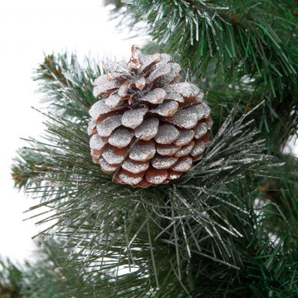 Елка искусственная Европейская с шишками 230 см EP60051 зелено-серебристый