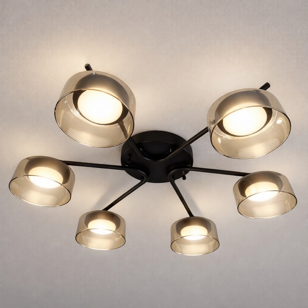 Люстра потолочная LIGHT SET DUSHA MS228 6x12 Вт GX53 черный/янтарь
