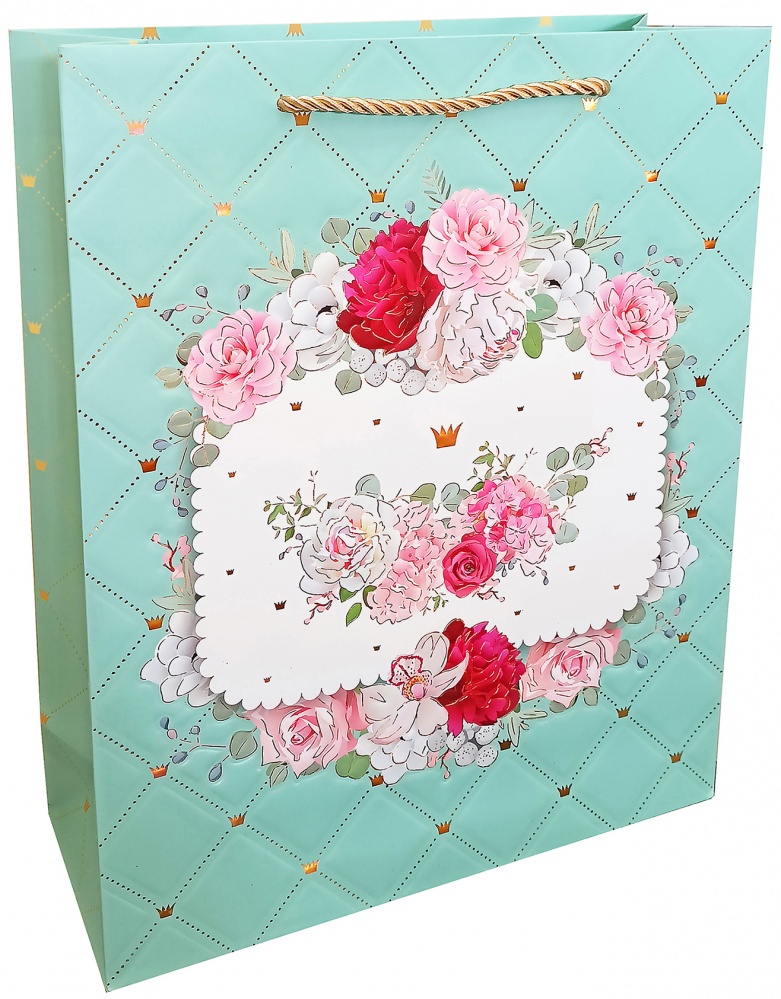 Пакет подарочный премиум класса 32 х 26 см цветочные дизайны